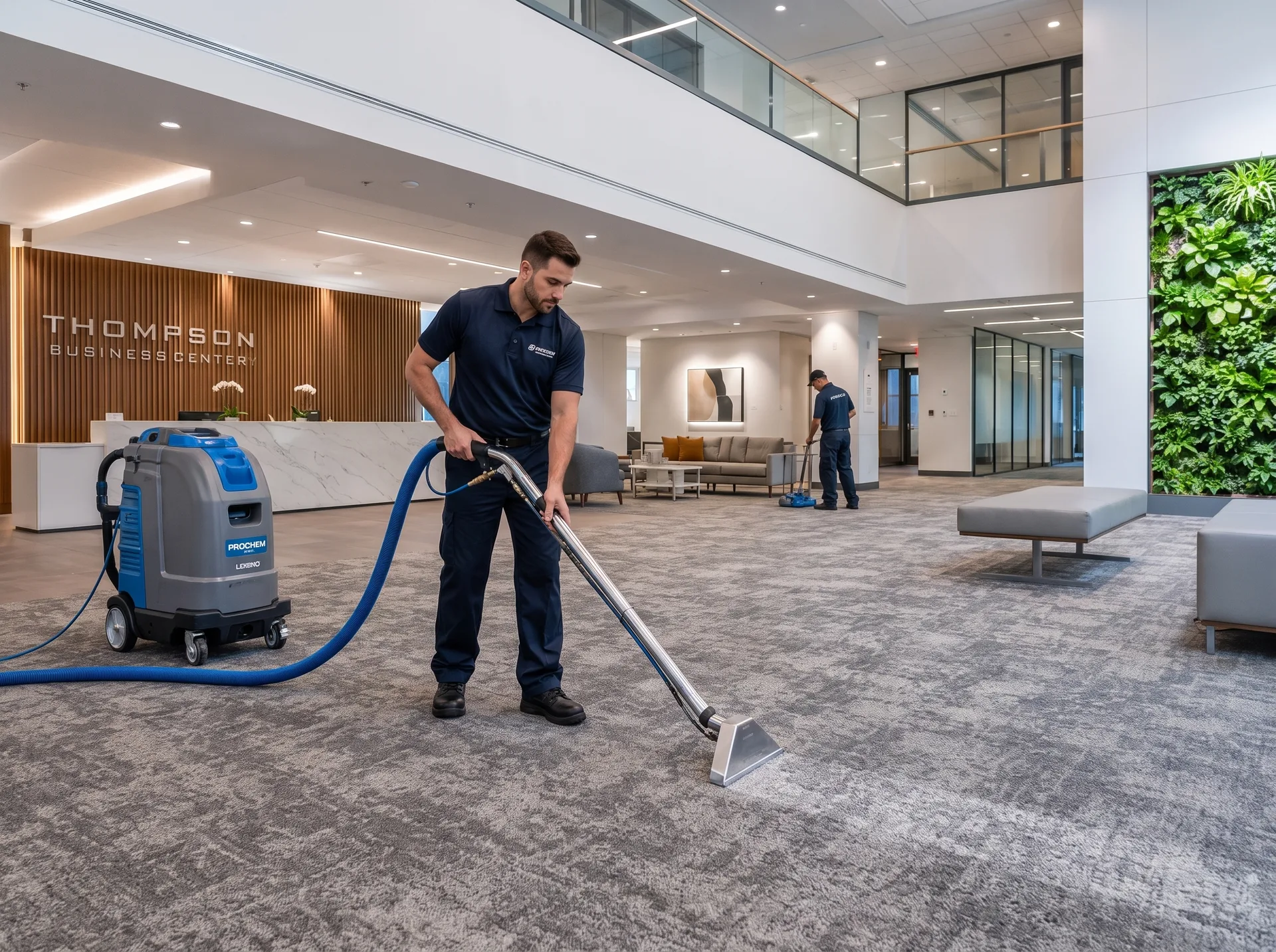First Class Janitorial team carpet cleaning an Ottawa office building